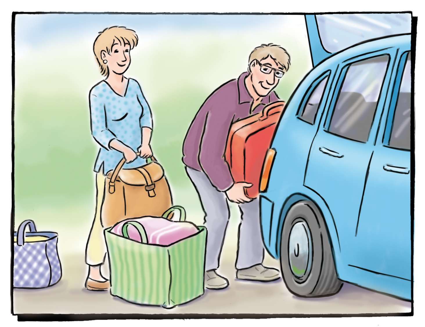 Connis Eltern packen das Auto