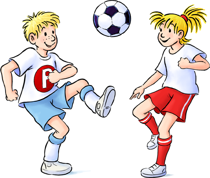 Conni und Paul spielen Fußball