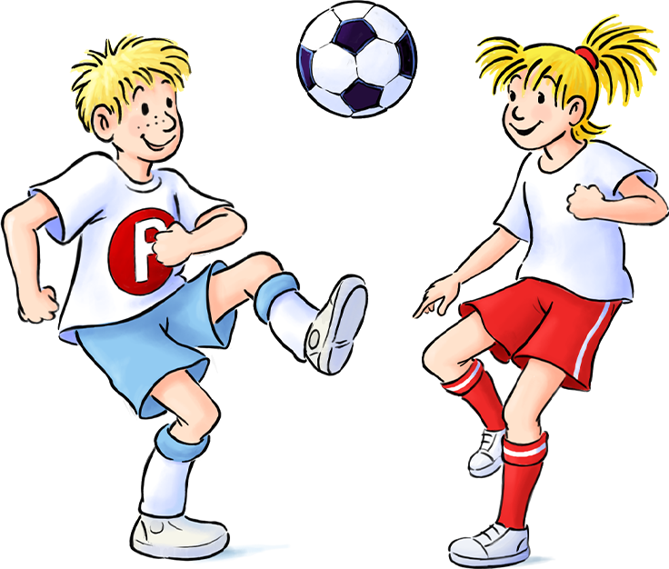 Conni und Paul spielen Fußball