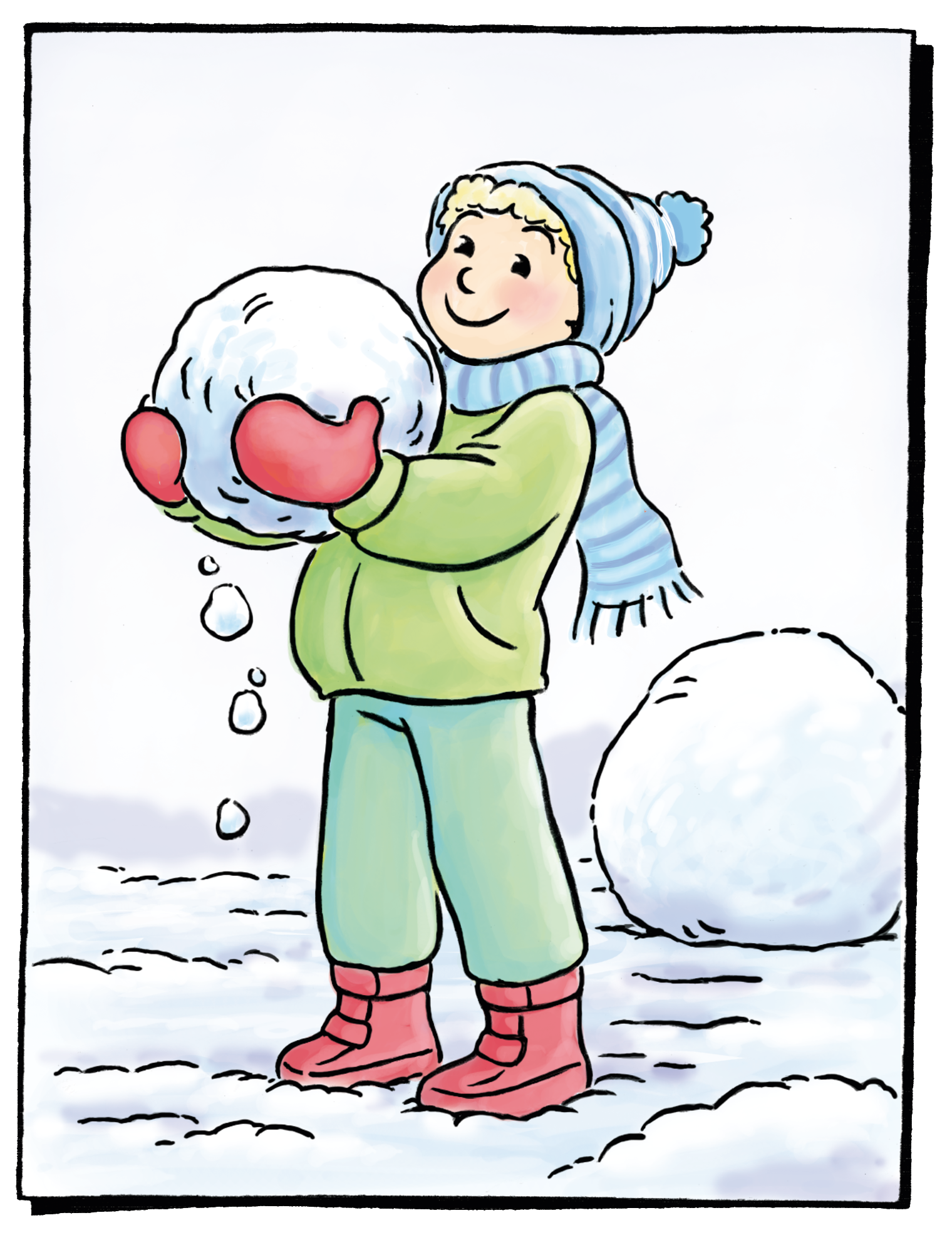 Jakob mit einer Kugel Schnee