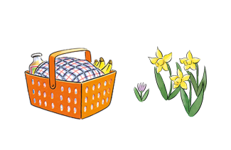 Picknickkorb, Blumen